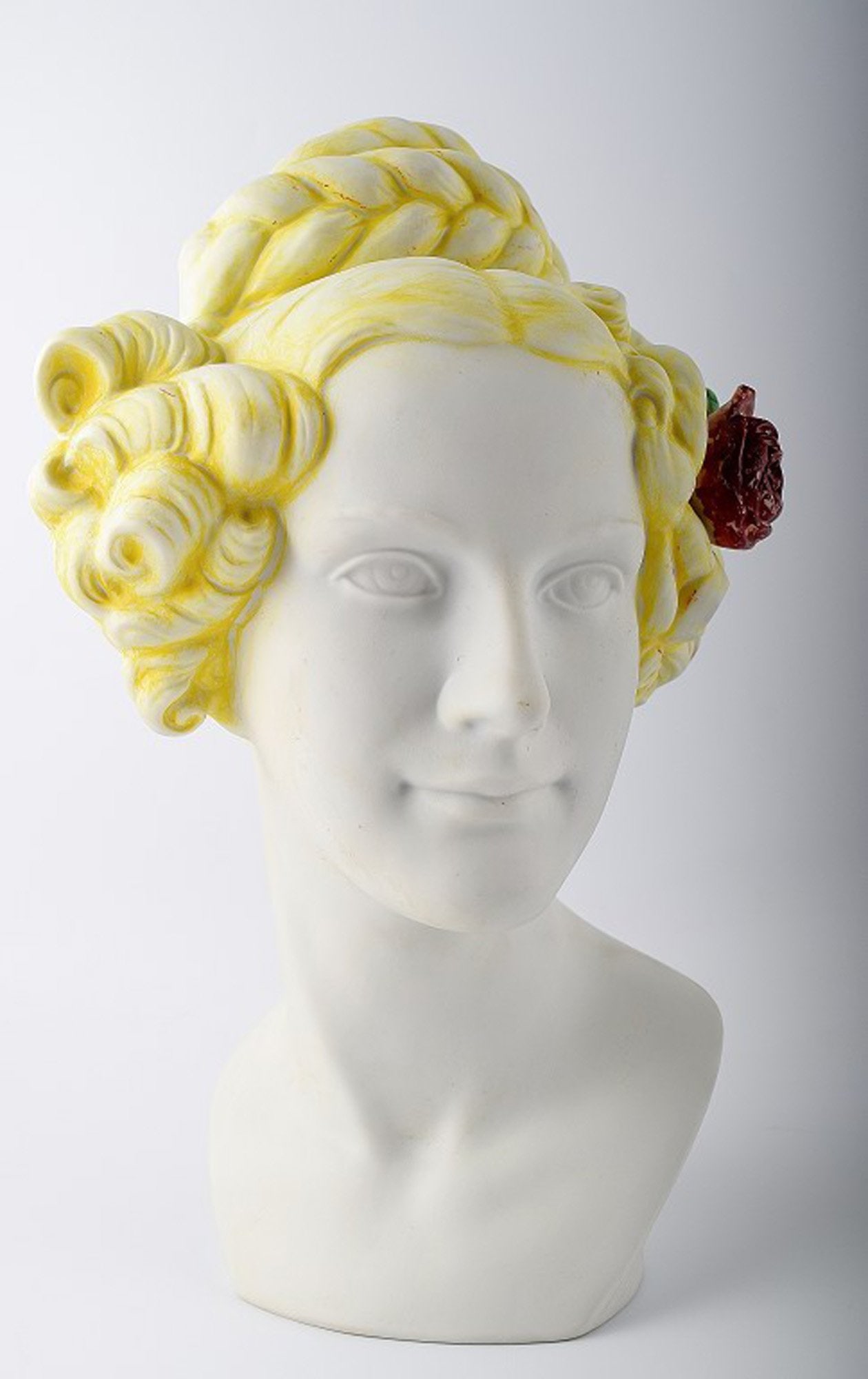 Goebel, Germany. Female Bust.: Goebel, Germany. Female Bust, beautiful hair with rose. Measuring 29 x 16 cm. In perfect condition. Reserve: $175.00 Shipping: Domestic: Shipping rates are determined by destination International: For