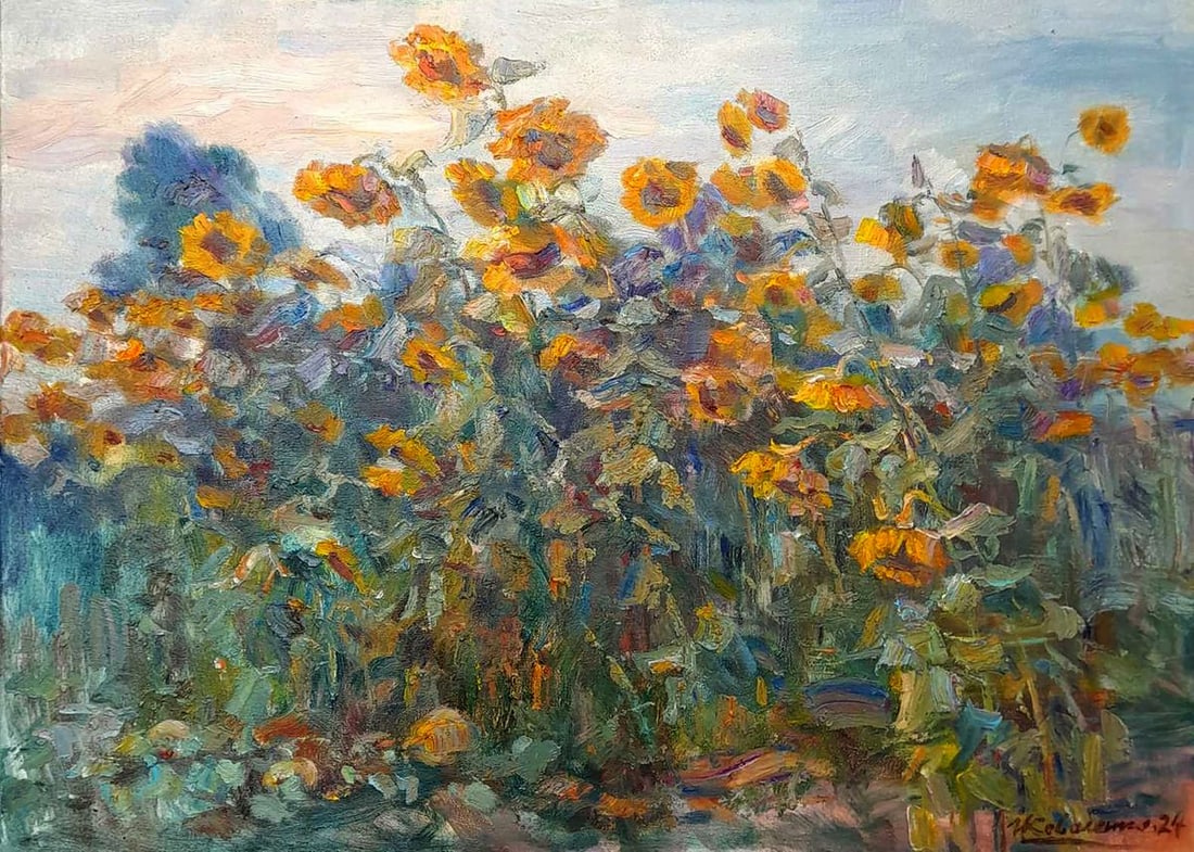 Oil painting Wind in a field of sunflowers Ivan Kovalenko (1 of 5)