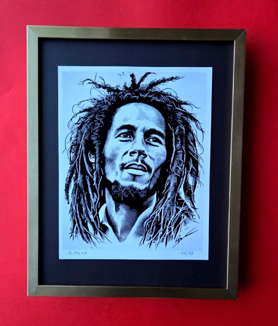AIDAN FLUX | Hand Signed Authentic Print Framed BOB MARLEY COA (1 of 3)