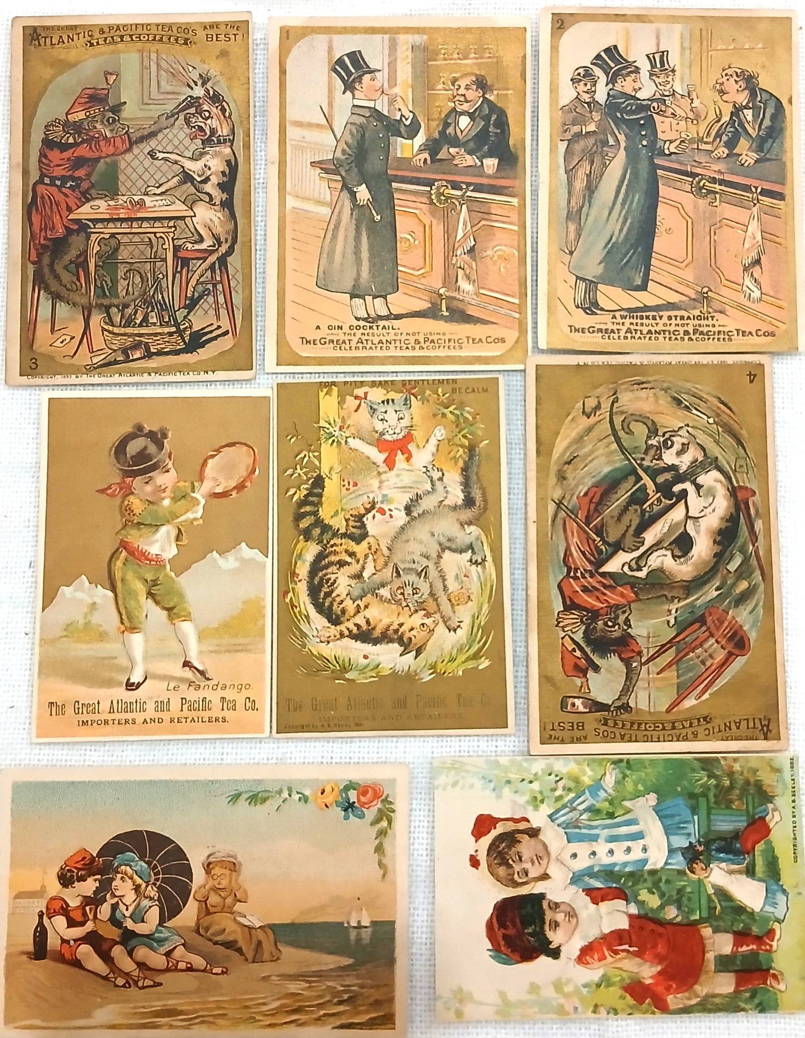 (8 PCS) Victorian Tea Advertising Trade Cards (1 of 2)