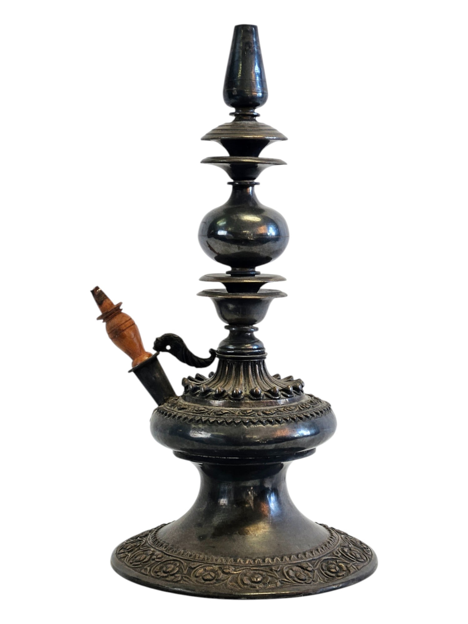 Antique Indian Solid Silver Huka Water Pipe (1 of 6)