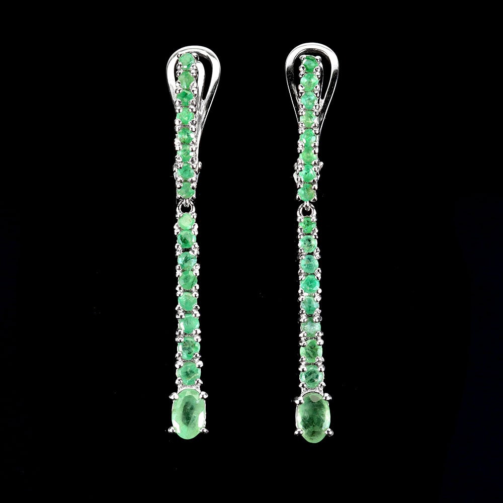 Sterling Silver Earrings with Emerald Gemstone (1 of 3)