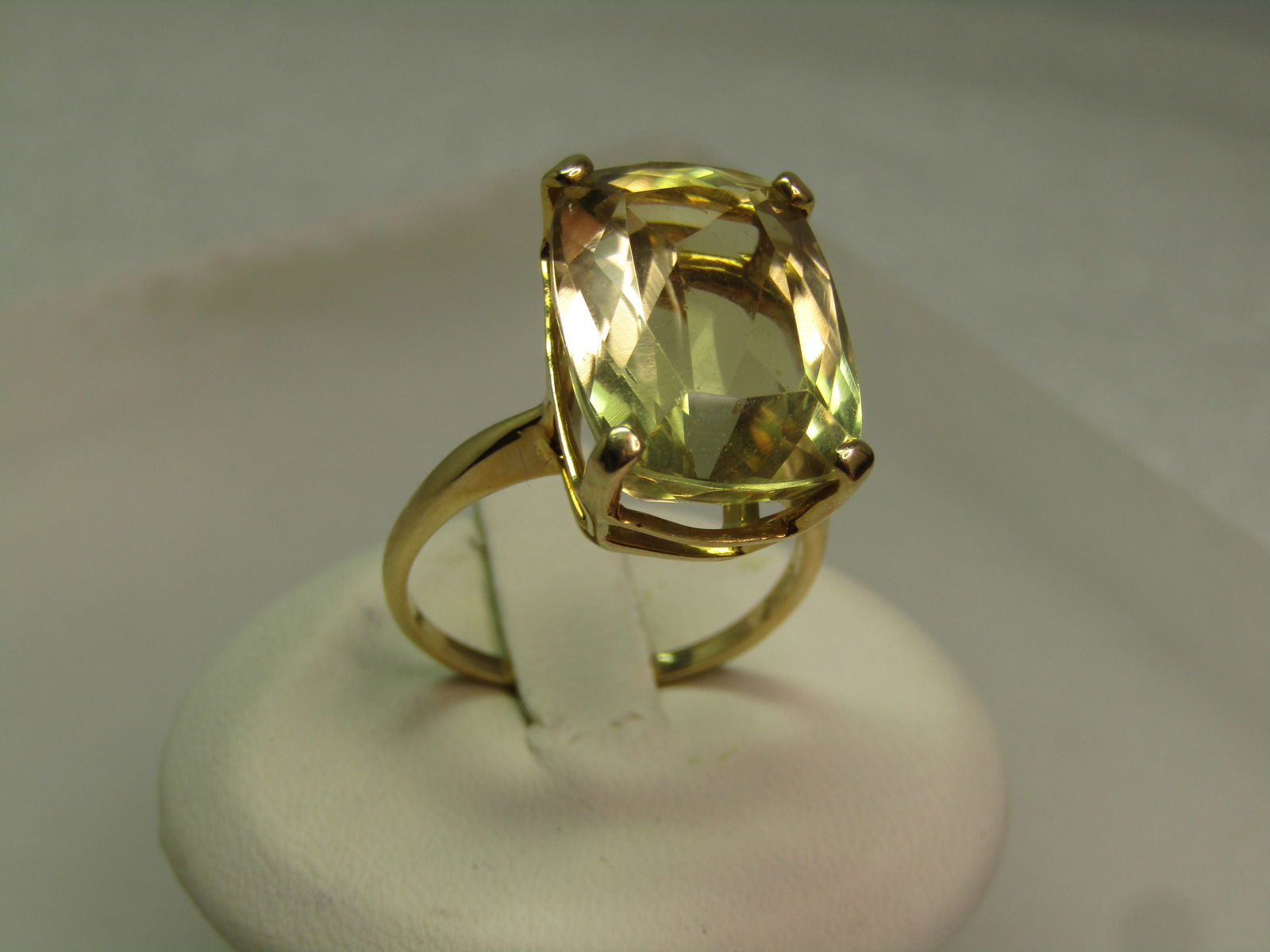 Vintage 14kt Yellow Topaz Ring, 14 ctw, Sz. 8.5, Signed Baumf, 1960's-1980's (1 of 10)