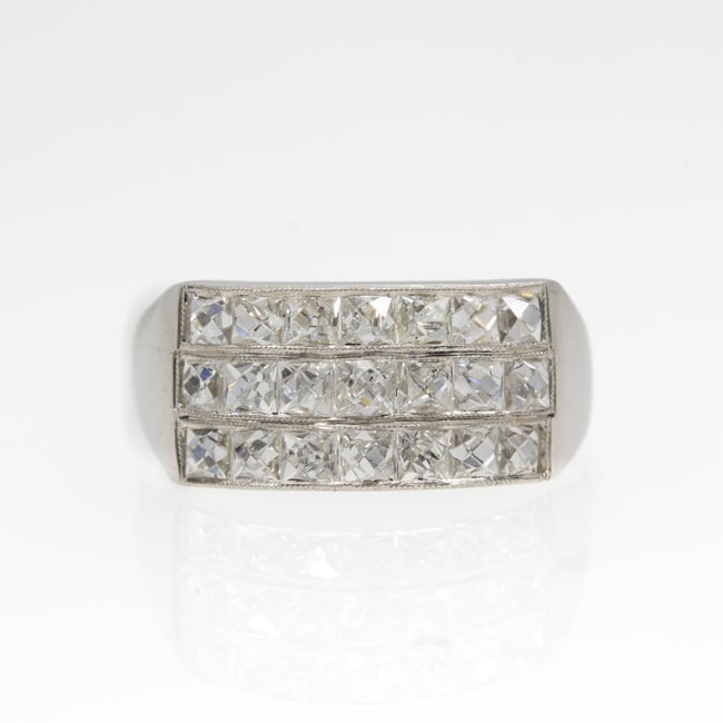 Handmade Platinum Natural French cut Diamond Ring (1 of 1)