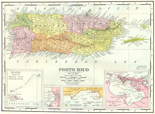 PUERTO RICO, Vieques & Culebra. San Juan plan. 'Porto Rico' 1907 old map (1 of 1)