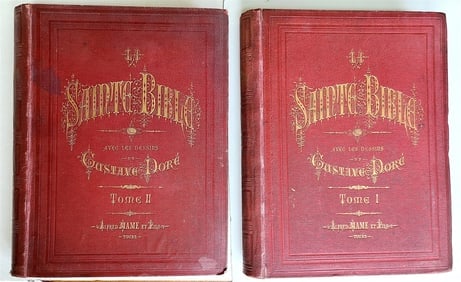 1874 BIBLE GUSTAVE DORE LLUSTRATED 2 VOLUMES MASSIVE FOLIO antique 230 plates (1 of 1)