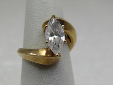 Vintage 10kt 2 CTW Marquise CZ Engagement Ring, Sz. 6, Signed