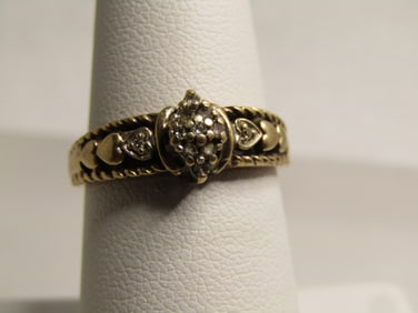 Vintage 10kt Diamond Heart Cluster Ring, Signed AAJ, Sz. 7, Late 1990's