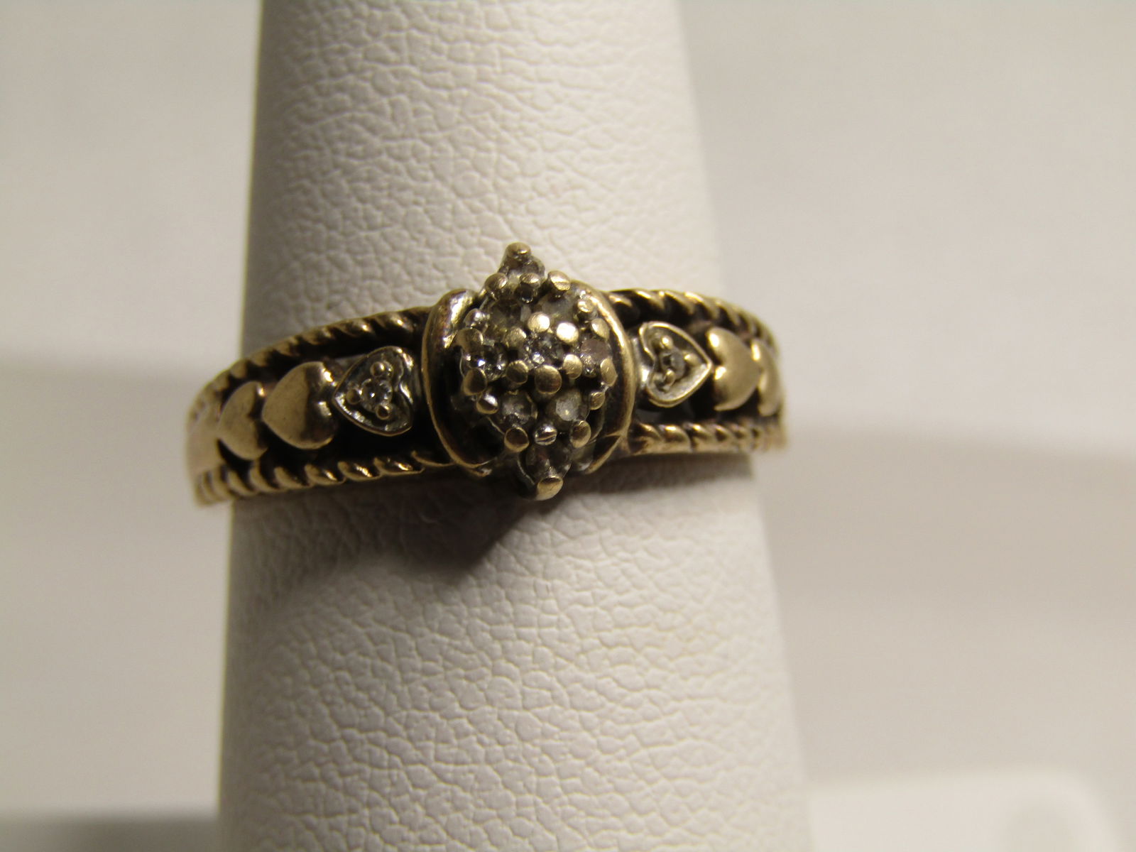 Vintage 10kt Diamond Heart Cluster Ring, Signed AAJ,  Sz. 7, Late 1990's (1 of 8)