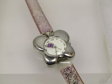 Extreme Limit Butterfly Watch with Pink Glitter Band, 1980's-1990's