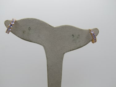 Vintage 14kt Aquamarine Hoop Earrings, Mexico .60 TCW, 1990's