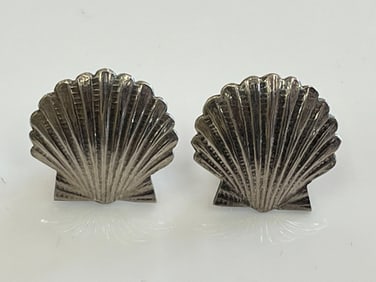 Vintage Sterling Silver Seashell Earrings