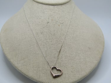 Vintage Sterling Open Heart Necklace, 16", 1980's-1990's, Signed IBB