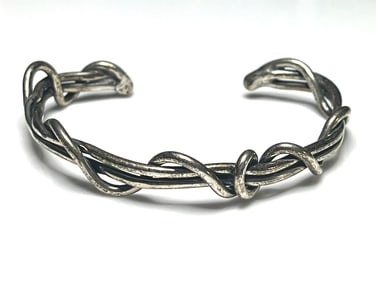 Estate Sterling Silver Wrapped Vine Cuff Bracelet