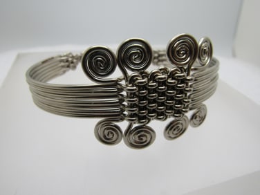 Vintage Wrapped Wired Cuff Bracelet, Unisex, 7.75", 1980's-1990's