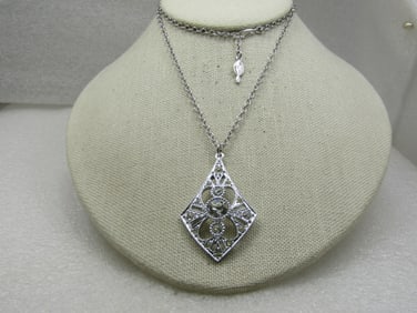 Vintage Pointed Rhinestone Necklace, Sarah Coventry 24", 1970's.