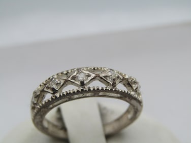 Vintage Sterling CZ Band Ring, Avon, Sz. 7, 1980's-1990's, Stackable