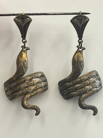 Vintage Coiled Snake/Cobra Golden Earrings