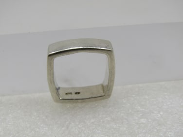 Vintage Sterling Square Ring, Sz. 6.75, Unisex, 6.5mm, Signed