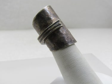 Vintage Modernist Wide Spoon Ring, Sz. 6, Silver Plated, 1970's-1980's