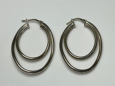 Estate Sterling Silver JORDAN MOM Double Hoop Earrings