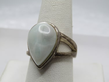 Silver Plated Faux Agate Ring, Sz. 9.5