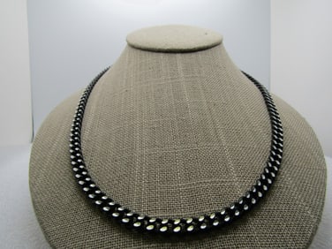 Vintage Black/Silver Curb Link Necklace, 34", Unisex, Aluminum