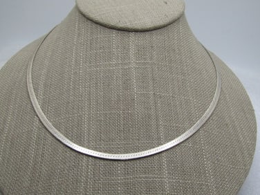 Vintage Sterling 3mm Herringbone Necklace, 18", 1980's-1990's