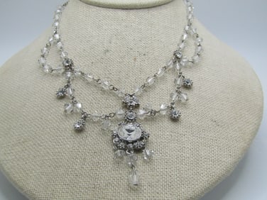 Crystal & Rhinestone Lavalier/Drop Necklace 18", 1980's-1990's