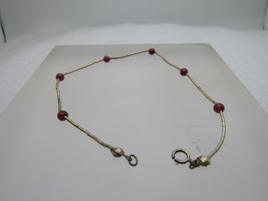 Vintage Sterling Amethyst Beaded Bracelet, 8", 1980's-1990's