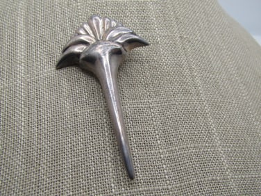 Vintage Sterling Tall Brooch, Floral Torch, Signed Zina, 1980's-1990's