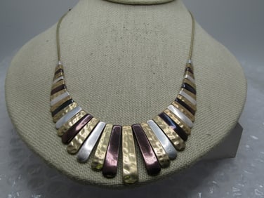 Vintage Nine West Bib Necklace, Tri-Color, 17"-19"