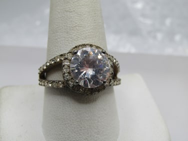 Vintage Sterling CZ Rhinestone Ring, Sz. 10.5