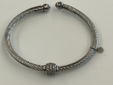 Estate Sterling Silver Twisted Nomination Cuff Bracelet Made in Italy