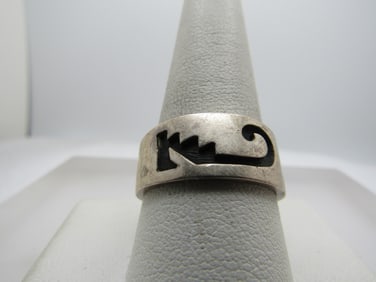 Vintage Sterling Carved Ring, Sz. 10.5, Signed. Could be Asian to Native American.