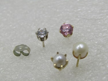 Vintage 3 14kt Single Earrings, 1 Sterling Single Earring, Pierced