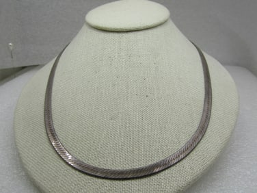 Vintage Sterling Herringbone Necklace, 5mm, 20", Unisex