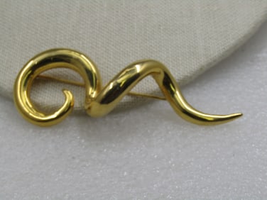 Vintage Squiggle Spiral Brooch, 3.25", 1980's-1990's