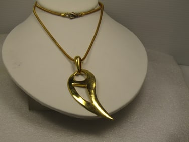 Vintage Wing/Feather Mod Pendant/Necklace, 24", 1980's