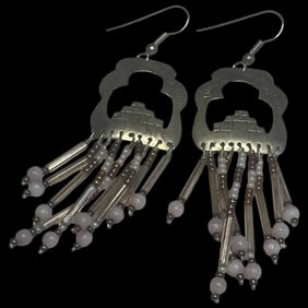 Native American Sterling Silver Beaded Earrings