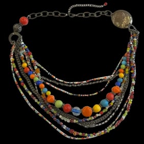 Estate Multi Media Bohemian Necklace
