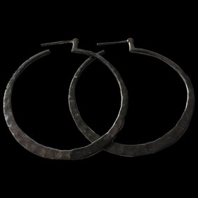 Vintage Hammered Sterling Silver Hoop Earrings