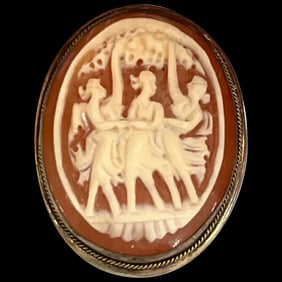 Vintage Silver and Shell Three Ladies Pendant/ Brooch