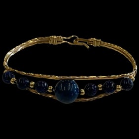 Estate Wire Wrapped Blue Bead Bracelet
