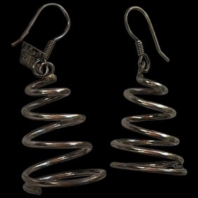 Vintage Sterling Silver Spiral Earrings