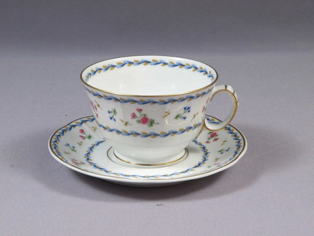 Limoges BERNARDAUD France ARTOIS BLEU Coffee Tea Cup Saucer Set: This is a rare and gorgeous Coffee/Tea Cup and Saucer Set. The set is made in Limoges, France by Bernardaud. It is in their historical ARTOIS BLEU Pattern. Artois Bleu is a simple yet sophisticated pa