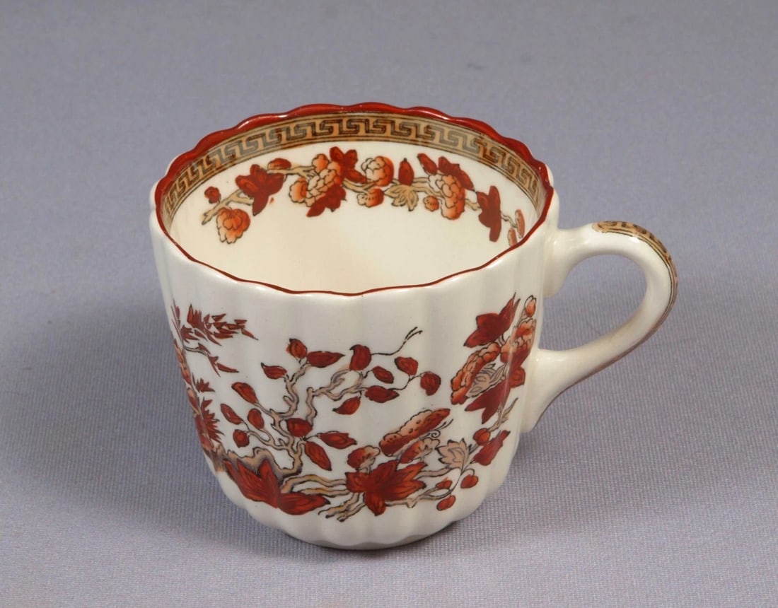 Copeland Spode Indian Tree Rust Orange Coffee Tea Cup ONLY Mug England: This is a beautiful Antique Copeland's Spode Coffee/Tea cup ONLY in rust Indian tree pattern. It is decorated in the rust and oranges tree, flowers and leaves. The cup is accordingly marked with Copel