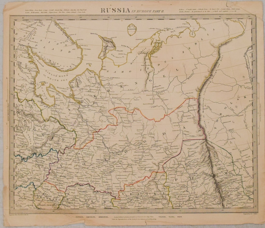 1835 SDUK Map of Northern European Russia -- Russia in Europe Part II: Title: 1835 SDUK Map of Northern European Russia -- Russia in Europe Part II Cartographer: SDUK Year / Place: 1835, London Map Dimension (in.): 13.5X15.5 in. This is a very nice map of northern portio