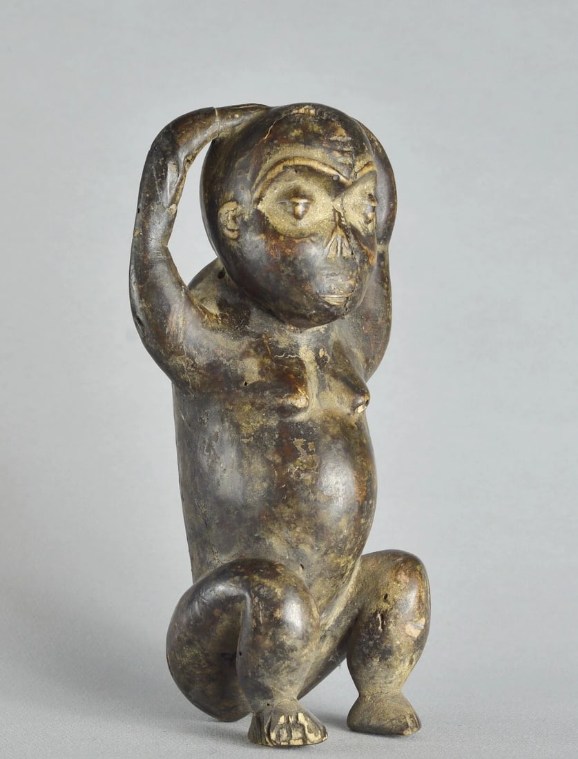 African Art - BAULE Monkey Figure Statue sculpture Baoule (1 of 9)