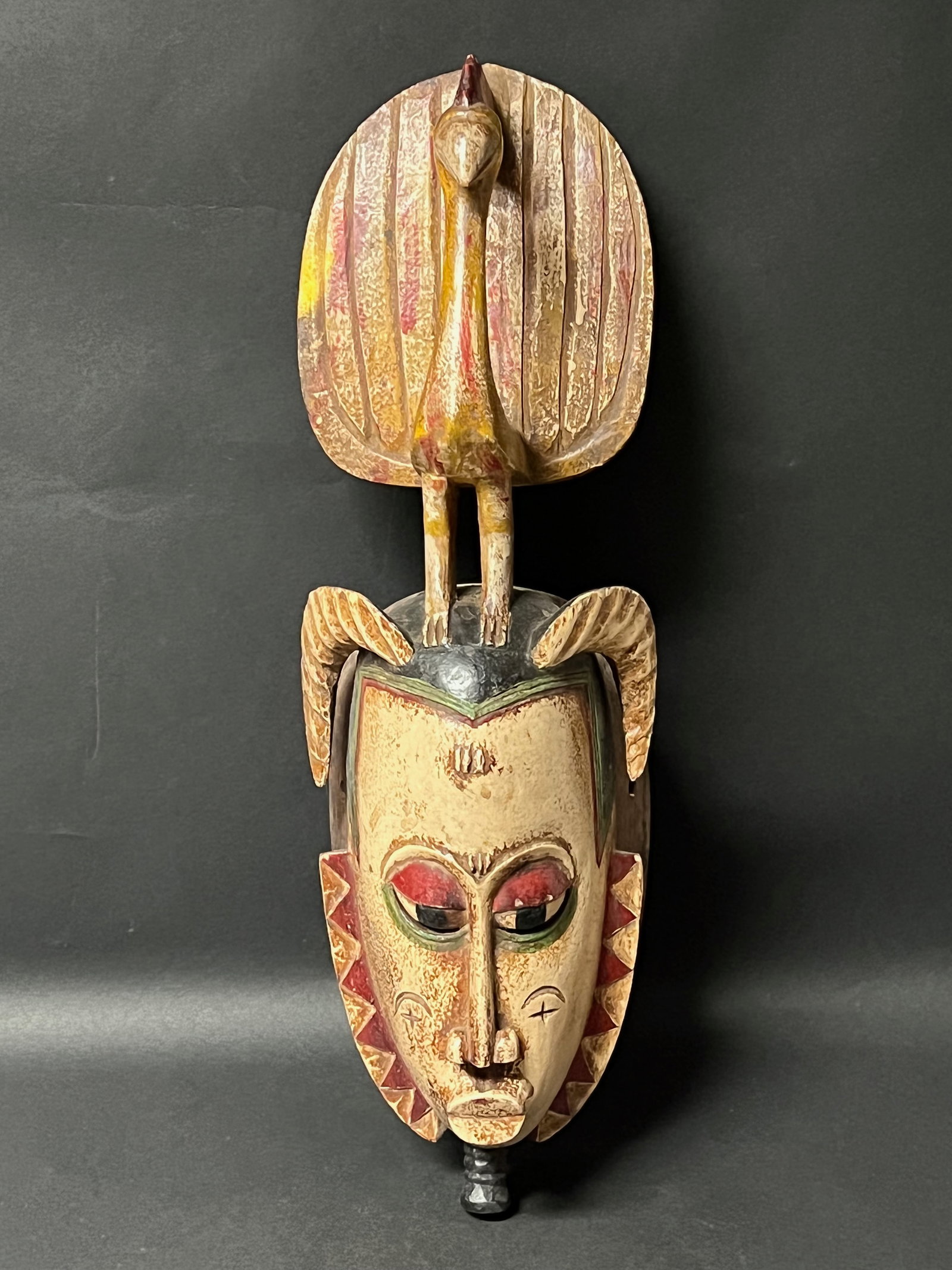 Guru Mask: Title: Guru Mask Date/Period: Late 20th Century Dimension: 18.5" h x 6" w Material: Wood Additional Information: African Tribal Art Guru Mask Reserve: $100.00 Shipping: Domestic: Flat-rate of $30.00 t